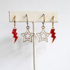 MSUM Spirit Earring Stack with white mini enamel bolts and red starboys