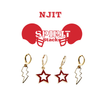 NJIT Spirit Earring Stack with white mini enamel bolts and red starboys