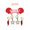 NJIT Spirit Earring Stack with white mini enamel bolts and red starboys