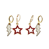 Stanford Spirit Earring Stack with white mini enamel bolts and red starboys