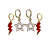 Stanford Spirit Earring Stack with white mini enamel bolts and red starboys