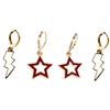 University of Oklahoma Spirit Earring Stack with white mini enamel bolts and red starboys