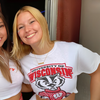 Wearing the Wisconsin Spirit Earring Stack for Badgers game day