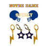 Notre Dame Spirit Earring Stack with gold mini enamel bolts and navy starboys