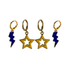 Rochester Spirit Earring Stack with navy mini enamel bolts and golden yellow starboys