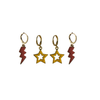 Arizona State Spirit Earring Stack with golden yellow mini enamel bolts and maroon starboys