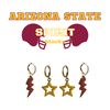 Arizona State Spirit Earring Stack with golden yellow mini enamel bolts and maroon starboys