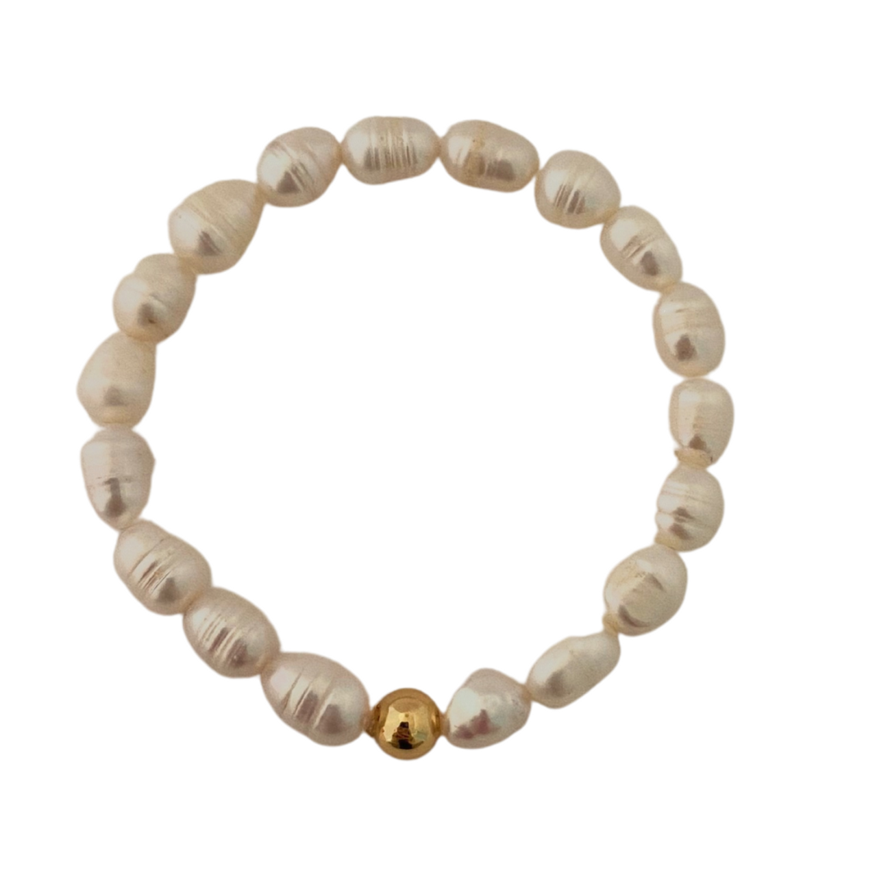 Gold Pearl Slide Stretch Charm Bangle Bracelet – Sterling Knot