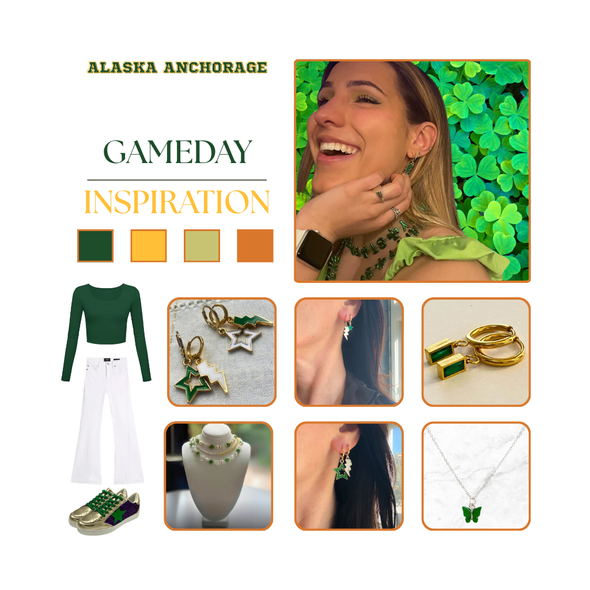University of Alaska Anchorage Spirit Earring Stack for Seawolves game day – wearing