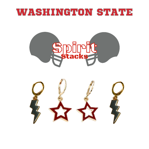Washington State University Spirit Earring Stack for Cougars game day