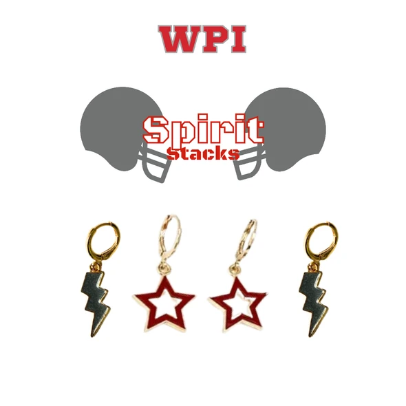 Worcester Polytechnic Institute Spirit Earring Stack for Engineers game day
