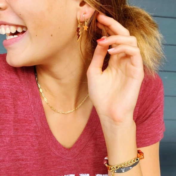 Worcester Polytechnic Institute Spirit Earring Stack for Engineers game day – wearing