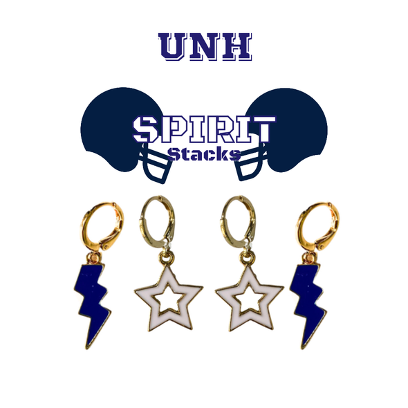University of New Hampshire Spirit Earring Stack for Wildcats game day