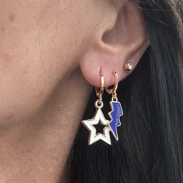 Wearing the Utah State Spirit Earring Stack for Aggies game day