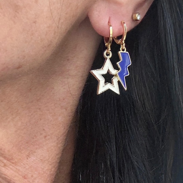 Wearing Portland Spirit Earring Stack For Pilots Game Day