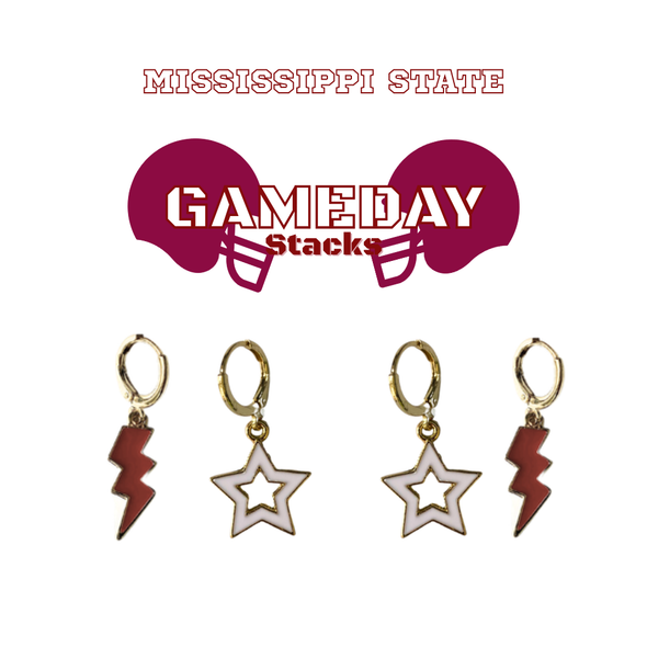 Mississippi State University Spirit Earring Stack for Bulldogs game day – alternate colorway