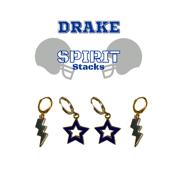 Drake University Spirit Earring Stack for Bulldogs game day