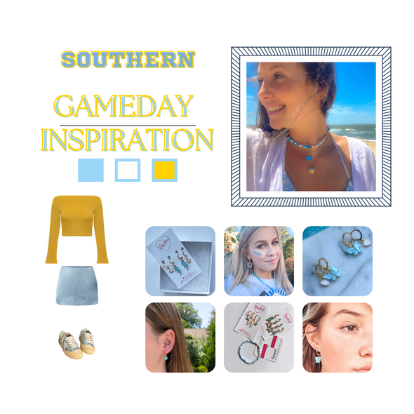 Southern University Spirit Earring Stack for Jaguars game day – wearing