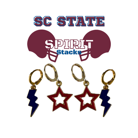 South Carolina State University Spirit Earring Stack for Bulldogs game day – alternate colorway