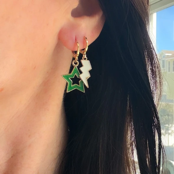 Eastern New Mexico University Spirit Earring Stack for Greyhounds game day – wearing