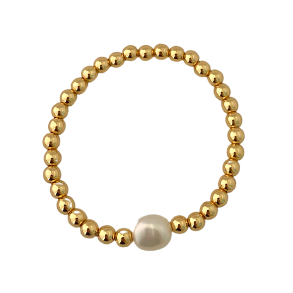 Gold bead and pearl bracelet