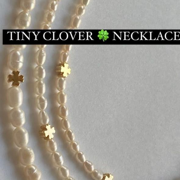 Tiny Clover Pearl Necklace