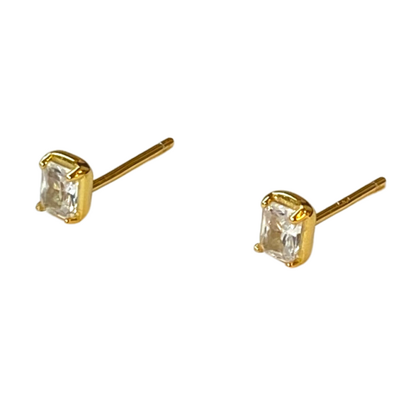 Gold Baguette Stud Earrings