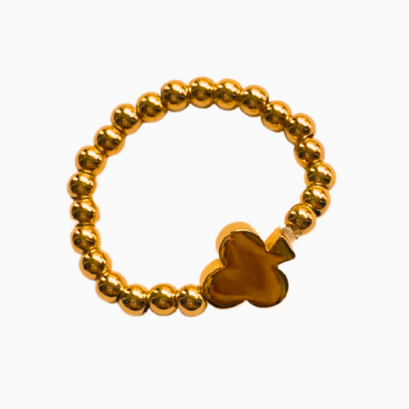 Handmade Gold Beaded Clover Ring