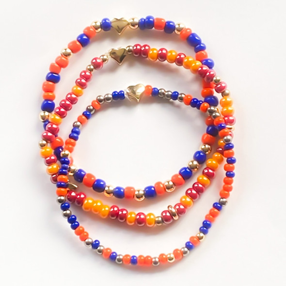 set of 3 tailgate college game day beaded bracelets