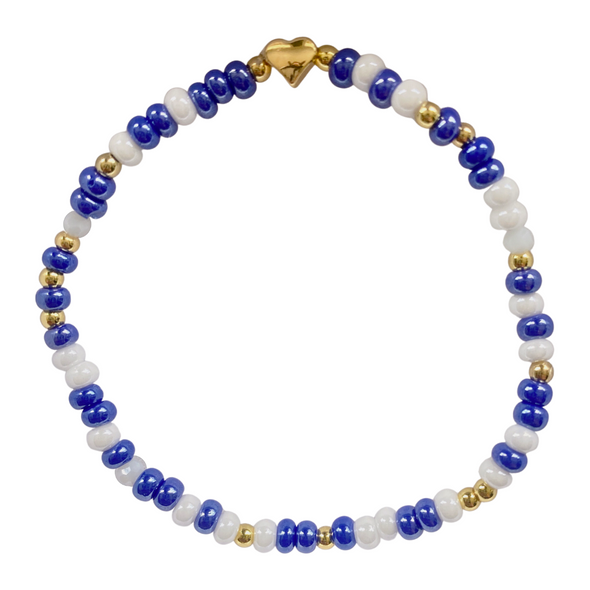 blue and white tailgate college bracelet