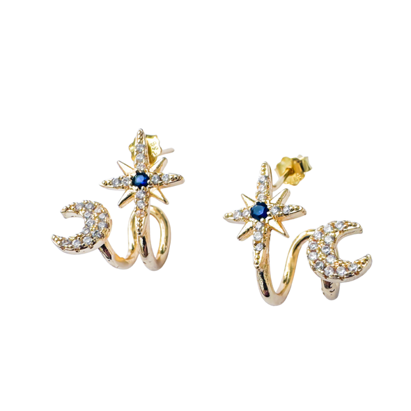 cosmic moon & star studs background removed flat