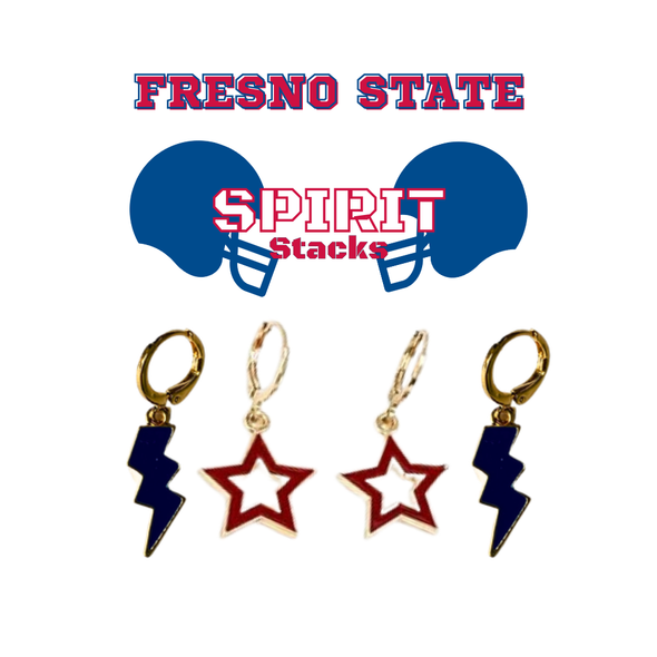 Fresno State Spirit Earring Stack for Bulldogs game day – alternate colorway