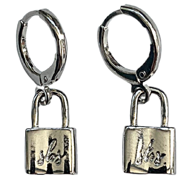 Tiny Love Lock Huggie Hoop Earring in Gold or Silver