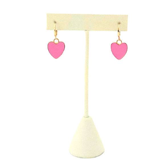 Statement Heart Huggie Hoop Earrings in Pink Background Removed