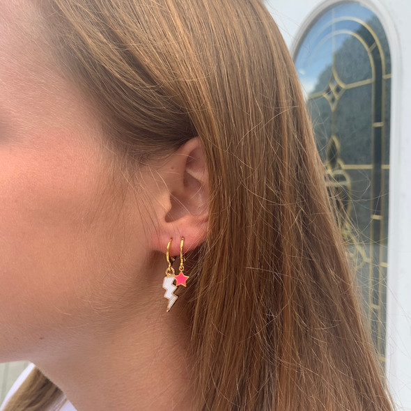 wearing candy cane earring stack