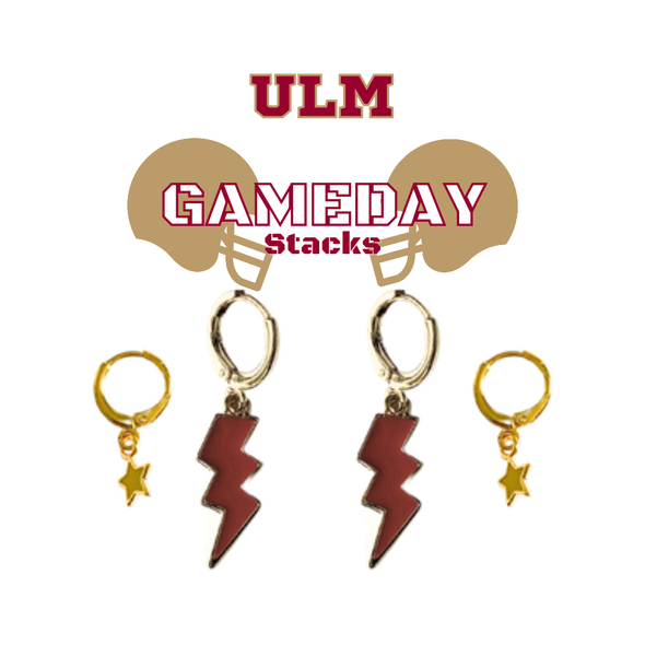 University of Louisiana Monroe Classic Gameday Earring Stack for Warhawks game day – alternate colorway