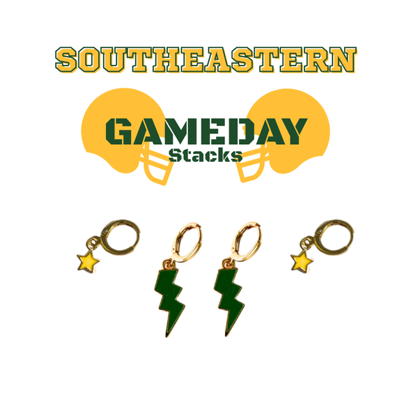 Southeastern Louisiana University Classic Gameday Earring Stack for Lions game day – inspiration
