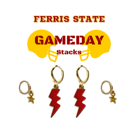 Ferris State University Classic Gameday Earring Stack for Bulldogs game day