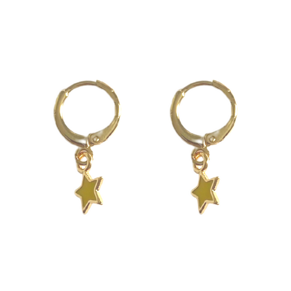 Golden Yellow Baby Star Huggie Hoop Earrings