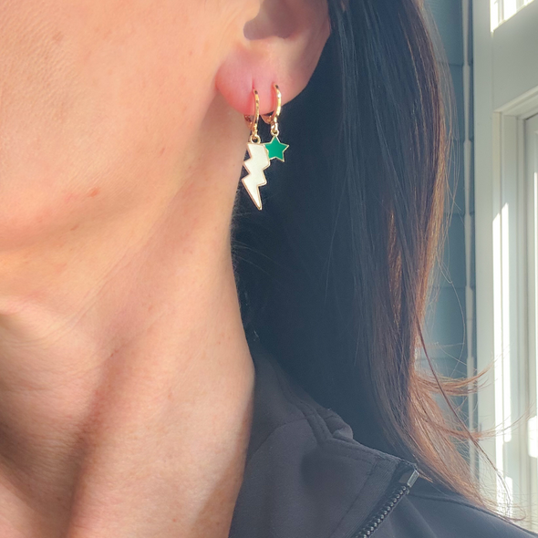 Wearing Porrtland State Classic Gameday Earring Stack For Vikings Game Day