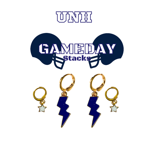 University of New Hampshire Classic Gameday Earring Stack for Wildcats game day – alternate colorway