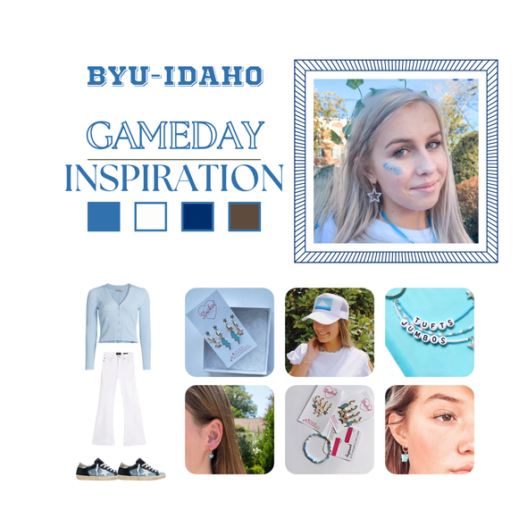 BYU-Idaho Classic Gameday Earring Stack for Vikings game day – wearing