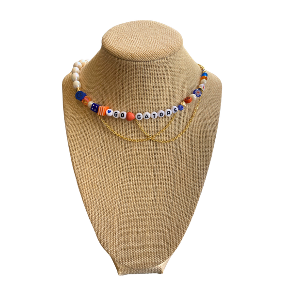 college gameday necklace florida gators blue and orange