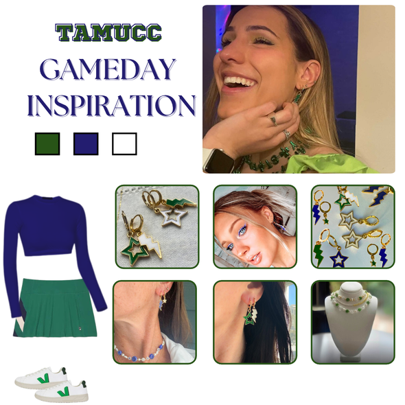Texas A&M-Corpus Christi Classic Gameday Earring Stack for Islanders game day – wearing
