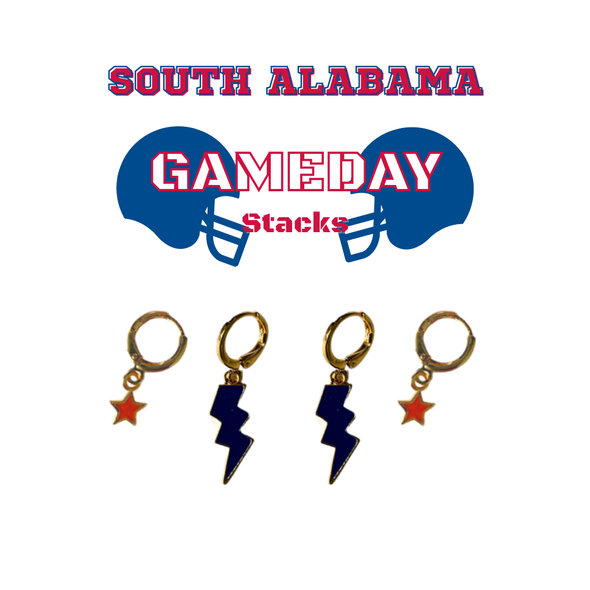 University of South Alabama Classic Gameday Earring Stack for Jaguars game day – alternate colorway