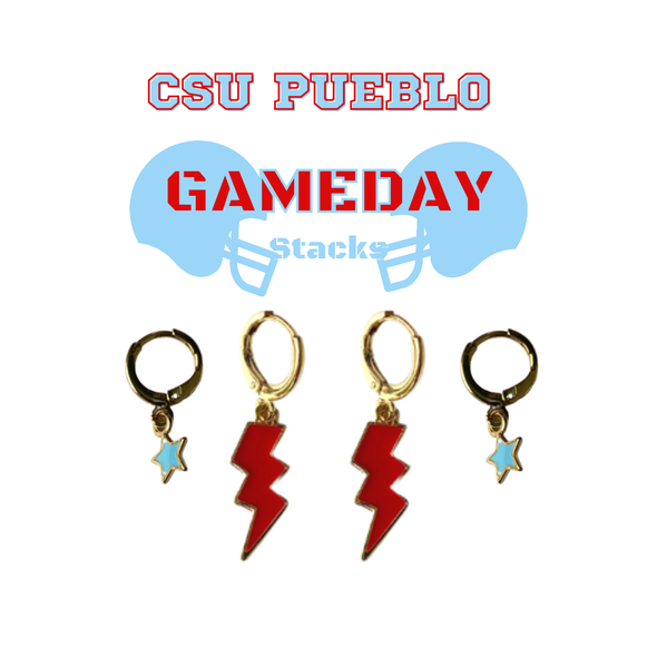 Colorado State University Pueblo Classic Gameday Earring Stack for ThunderWolves game day