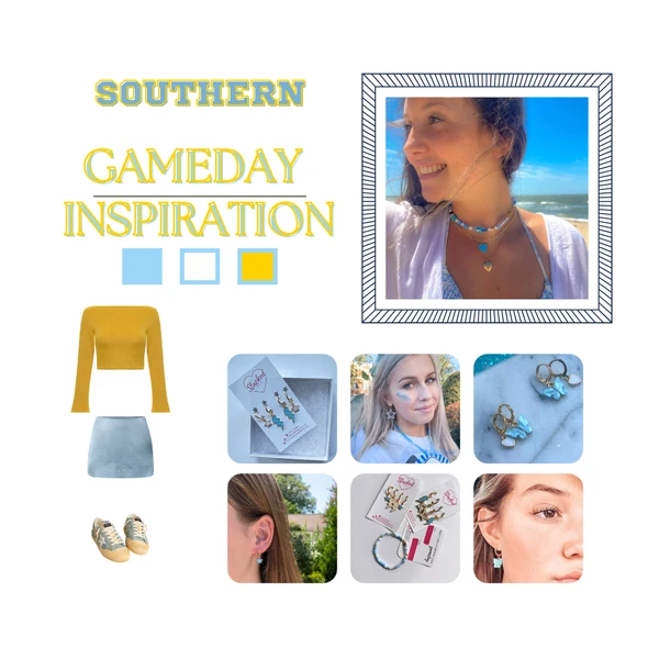 Southern University Classic Gameday Earring Stack for Jaguars game day – wearing