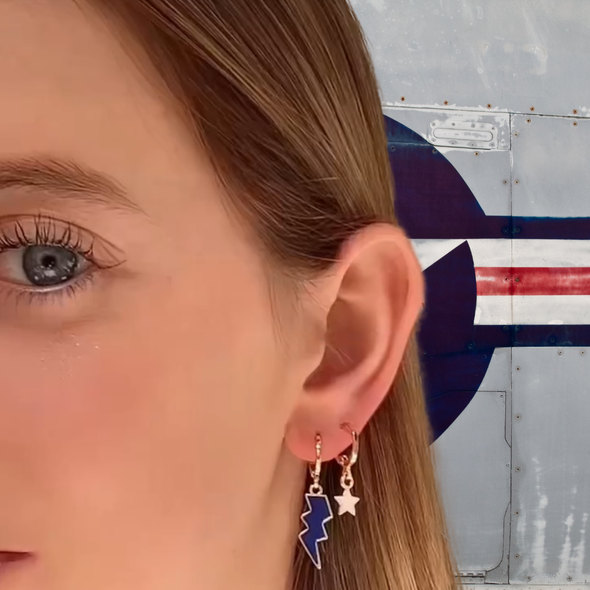 Wearing the Memphis Classic Gameday Earring Stack for Tigers game day