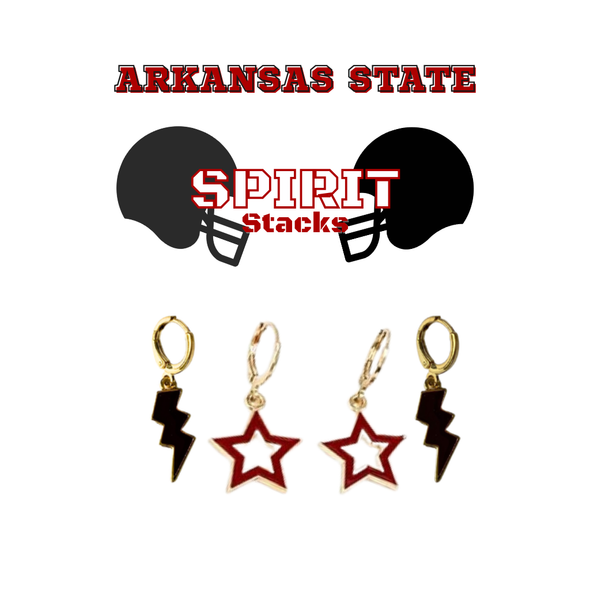 Arkansas State University Spirit Earring Stack for Red Wolves game day