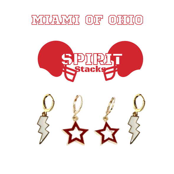 Redhawks Gameday Spirit Earring Stack a Stacked By Suzie Best Seller for Miami of Ohioi College Gameday
